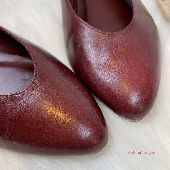 Etienne Aigner Vintage Oxblood Leather Flats Women’s Size 7 M Pointed Toe Kitten - Picture 4 of 8